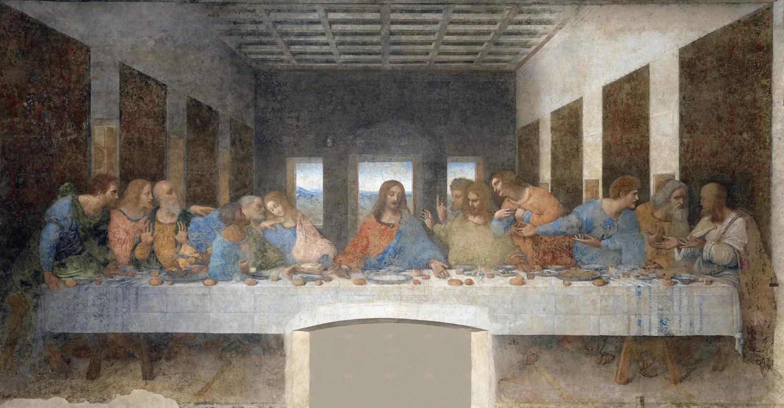 The last supper painting showing how artist draw emphasis.