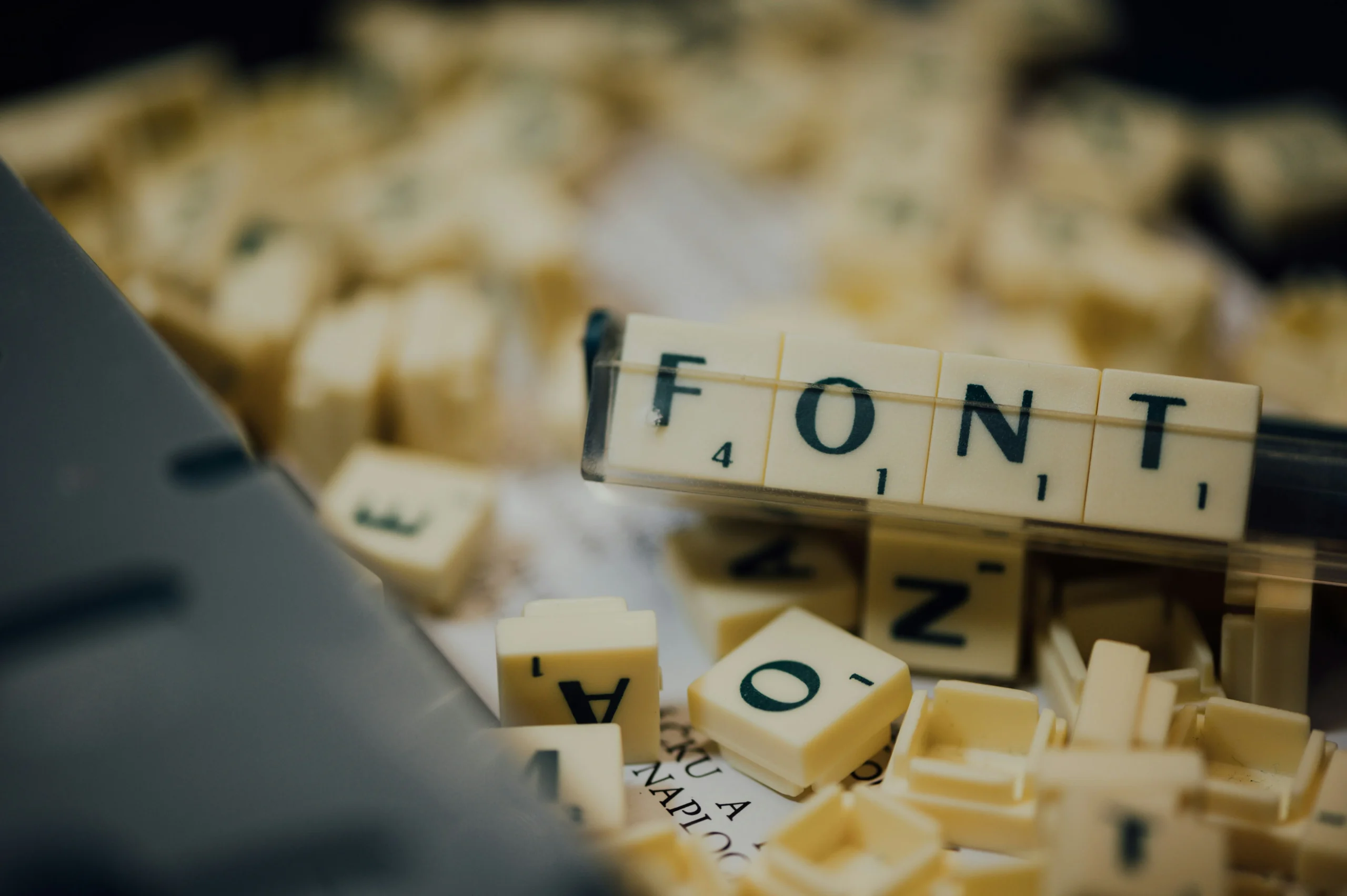 Letters on yellow blocks spelling out "font".