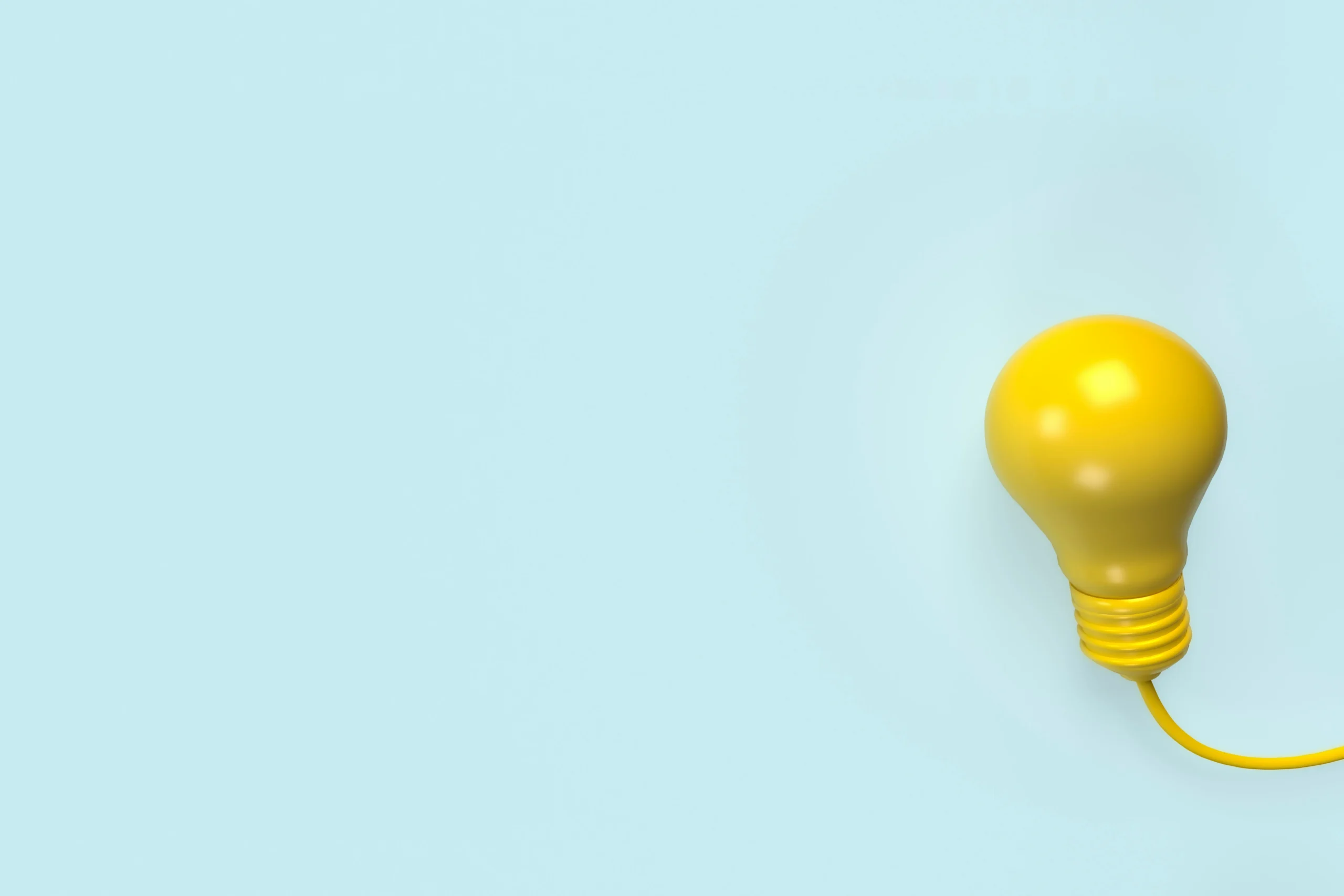 A yellow lightbulb on a blue background.