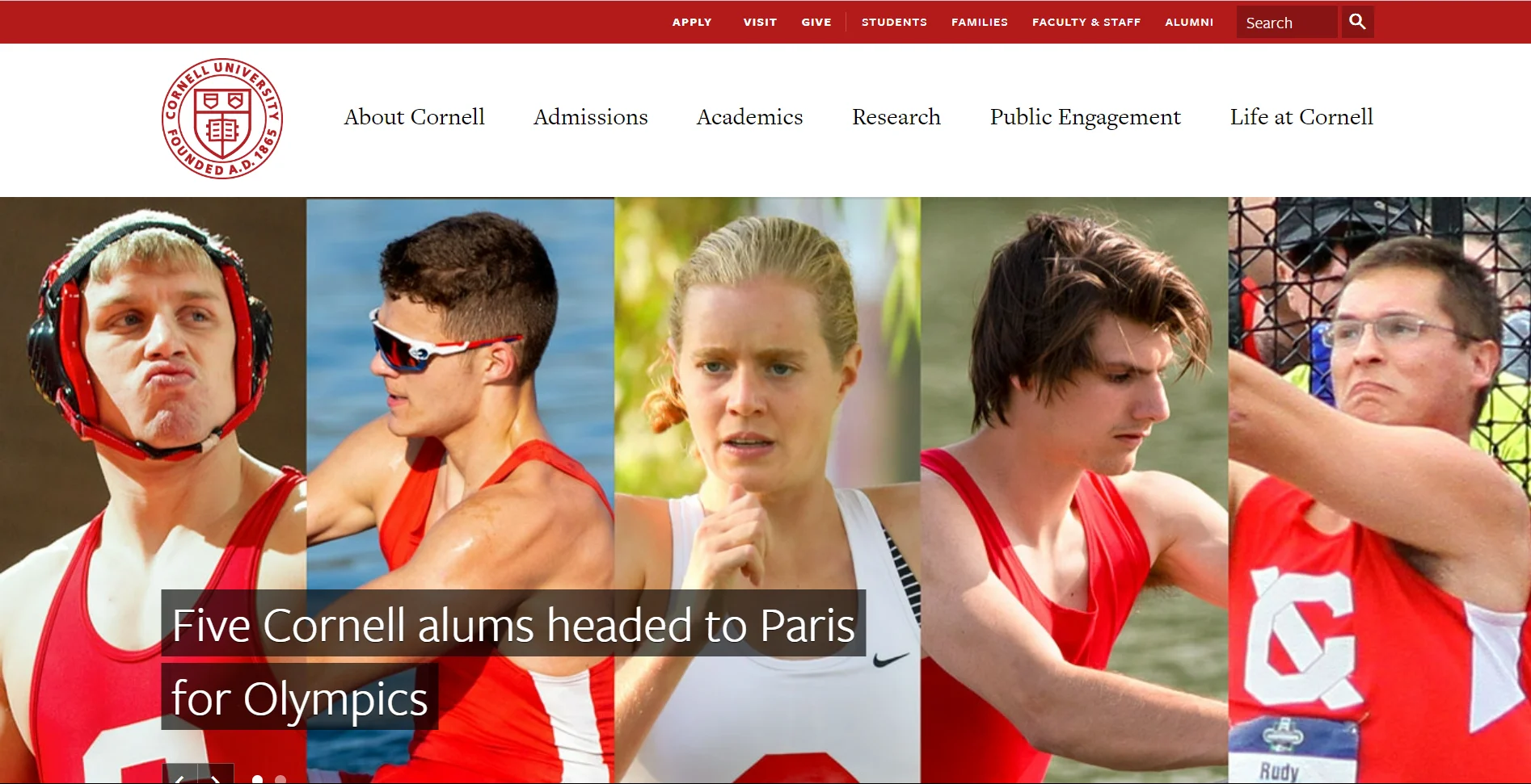 A Screenshot of Cornell University's website as ana example of the best college websites.