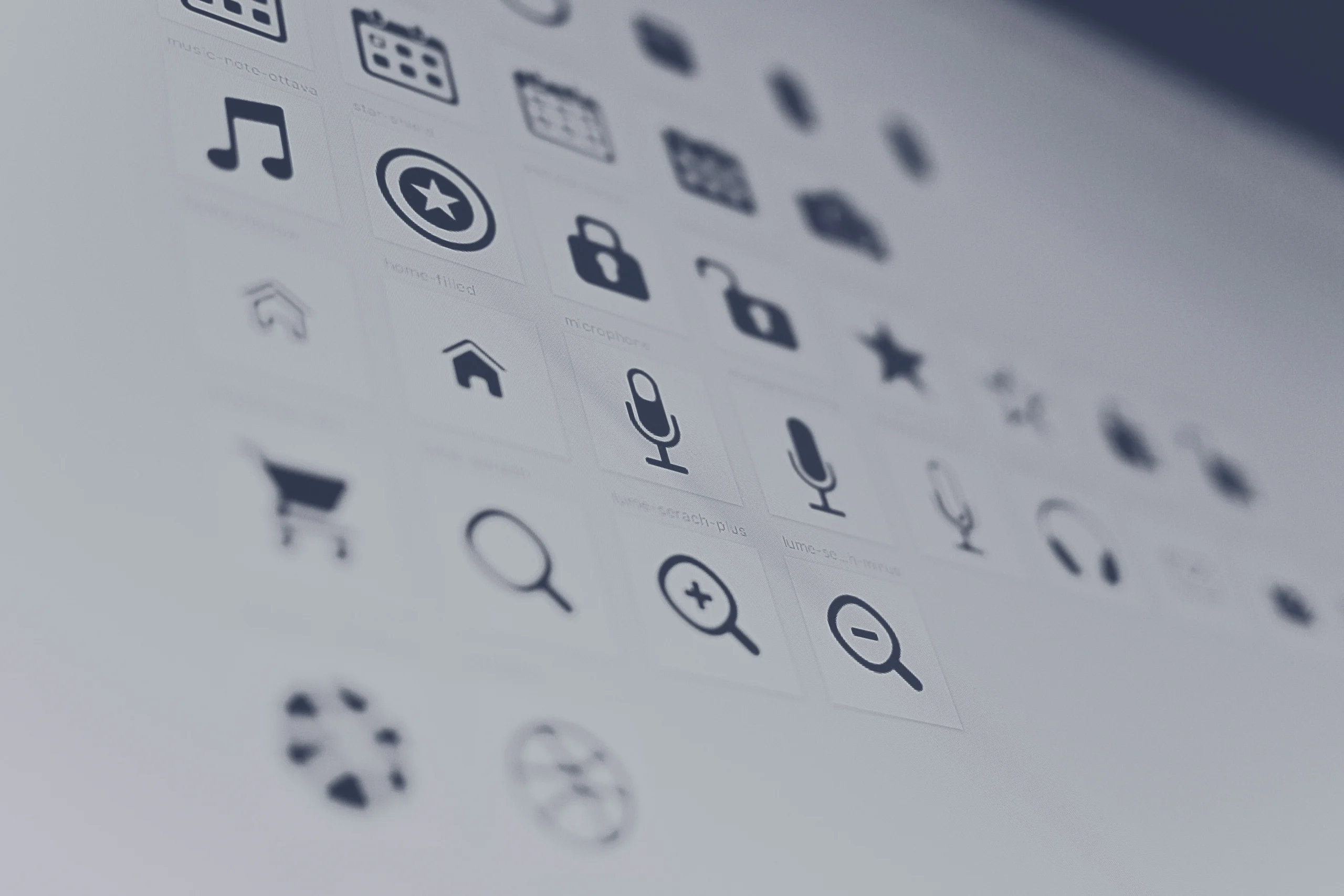 A image of common internet icons used for search ux bars.