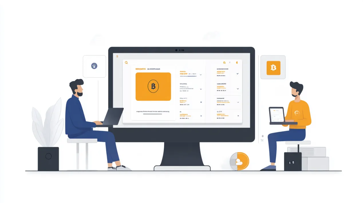 Illustration of seamless Web3 wallet integration with MetaMask, Coinbase Wallet, and WalletConnect, showing users interacting with a cryptocurrency dashboard on desktop and mobile devices