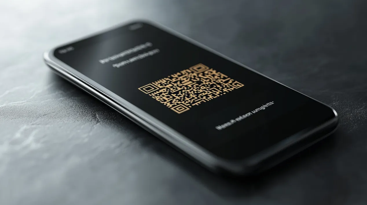 Smartphone displaying a QR code for WalletConnect, illustrating mobile-first Web3 wallet connection and cross-device compatibility for decentralized apps