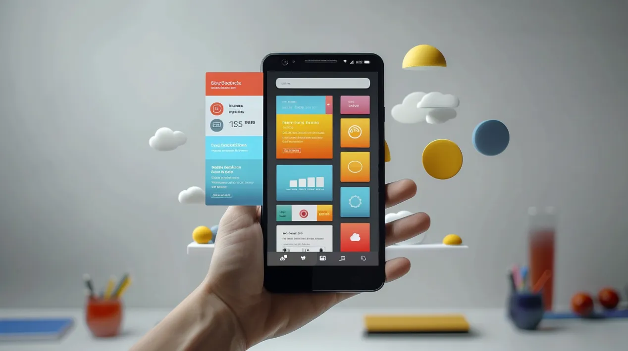 3D illustration of a hand holding a smartphone with mobile-first website interface, highlighting responsive design and SEO optimization priorities for 2025