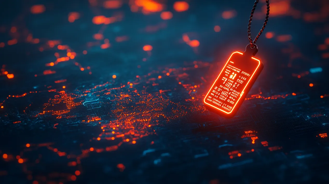Futuristic digital tag over a glowing tech map, symbolizing global pricing differences in web design expertise and team composition